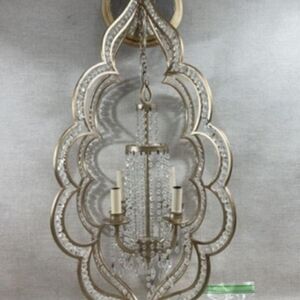 Vintage Elegant Gold Crystal 4 Light Sconce Chandelier